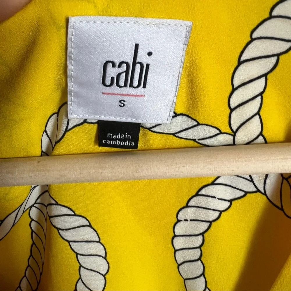 Cabi Yellow Nautical Reef Knot Blouse Top Small . #5707 - Picture 6 of 9
